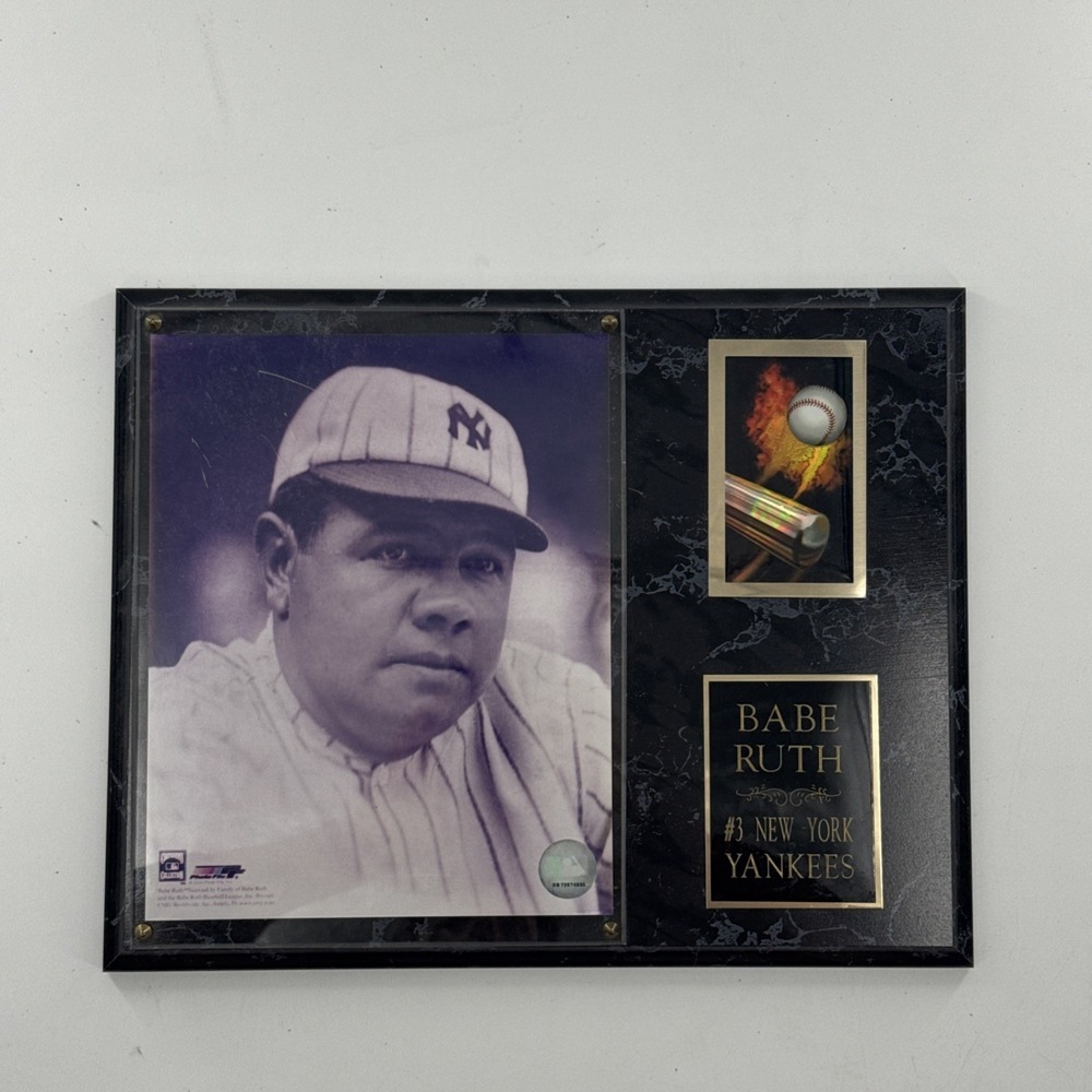Vintage Babe Ruth Yankee Commemorative MLB #3 Plaque Licensed